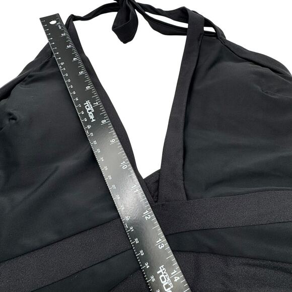 TED BAKER LONDON NWT Women 12 Black Deep Plunge Halter Padded One Piece Swimsuit - Picture 9 of 11